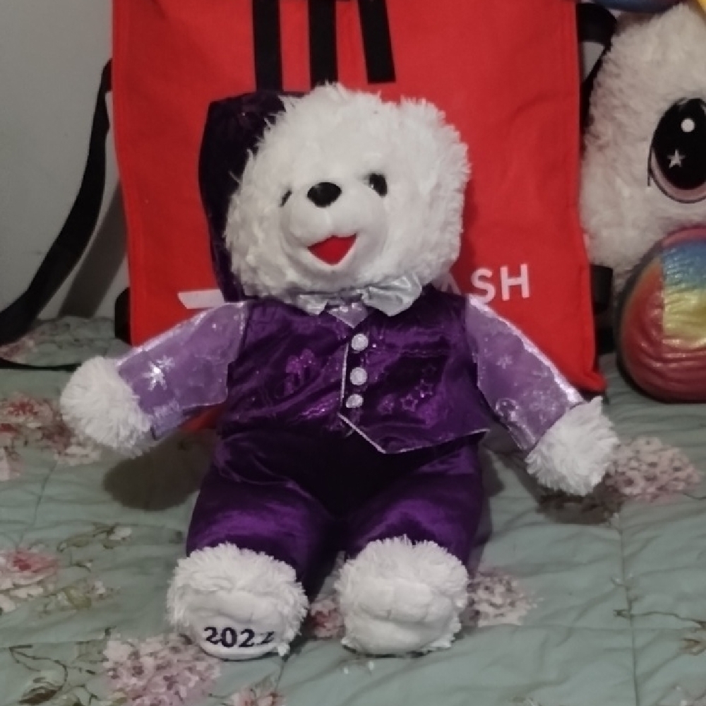 Purple and White 2022 Stuffed Bear
